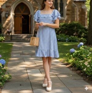 Cute Blue and White Plaid Dress